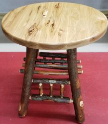 Rustic Hickory Round End Table