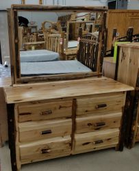 Live Edge Hickory 6 Drawer Dresser Without Mirror