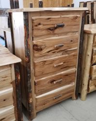 Live Edge Hickory 5 Drawer Chest