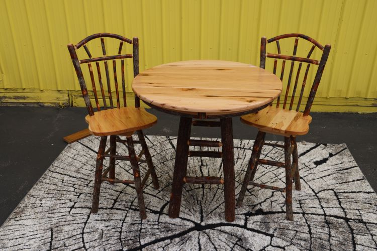 Hickory Round Bar Height Pedestal Table