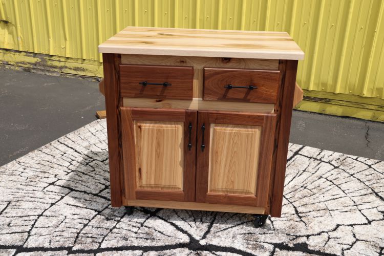 Hickory Walnut Rolling Island Cart