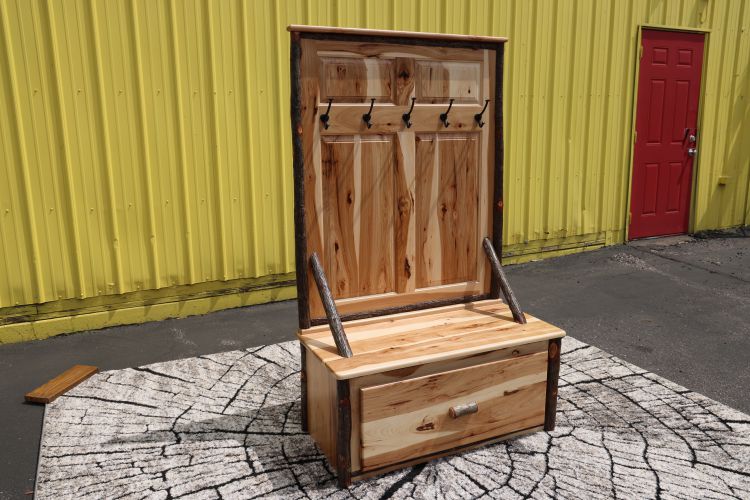 Hickory 5 Hook Hall Tree with Storage