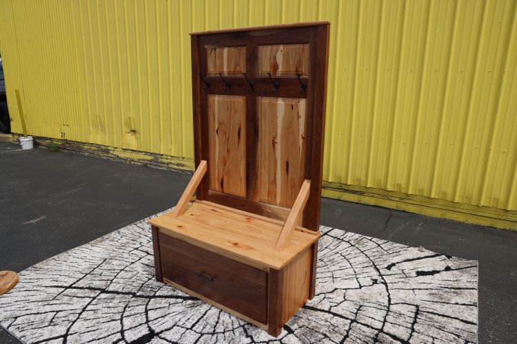 Hickory Walnut 5 Hook Hall Tree with Storage
