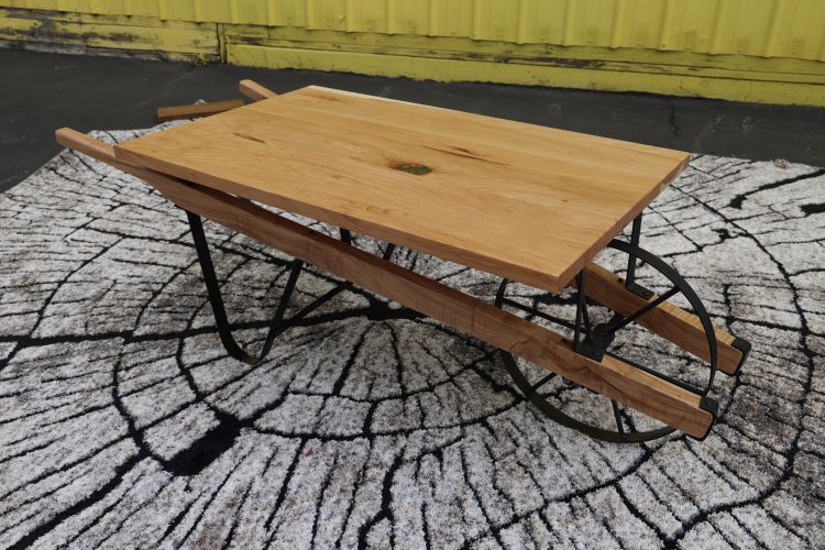 Hickory Wheel Barrel Coffee Table