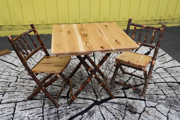 Hickory 3pc Folding Table & Chairs Set